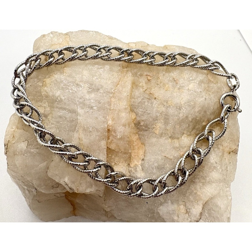 Vintage‎ Jewel Brite Sterling Silver 925 Bracelet 6.75" Twisted Curb Chain JB